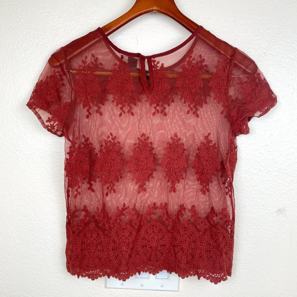 Womens‎ Top Sz S Sheer Lace Dark Fairy Whimsigoth Mesh Delicate Witchy Layering - Picture 2 of 6